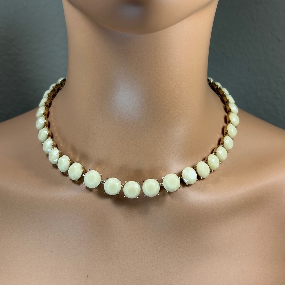 Banana Republic-Modest Gold & Faceted Cream Stone Necklace